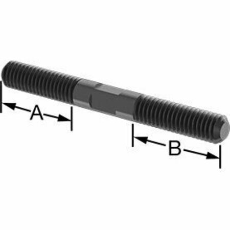 BSC PREFERRED Black-Oxide Steel Threaded on Both Ends Stud 3/8-16 Thread Size 3-1/2 Long 90281A638